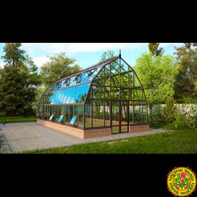 Базовая комплектация теплицы из стекла и алюминия “Леонардо XL” размером 5000 х 10000 мм