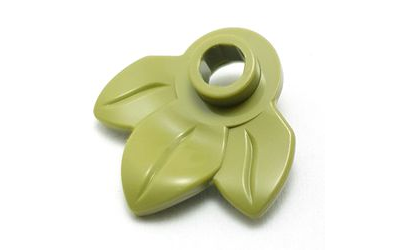 Plant Plate, Round 1 x 1 with 3 Leaves, Olive Green (32607 / 6398008)