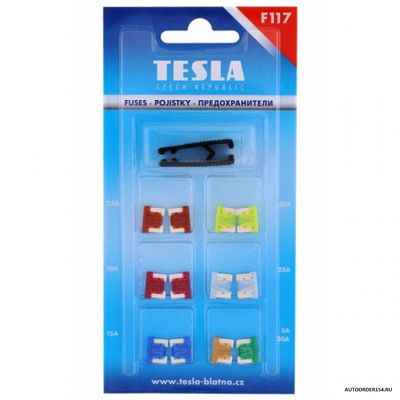Предохранитель Tesla набор вилка-микро (5-30A, 12 шт.+щипцы) F117