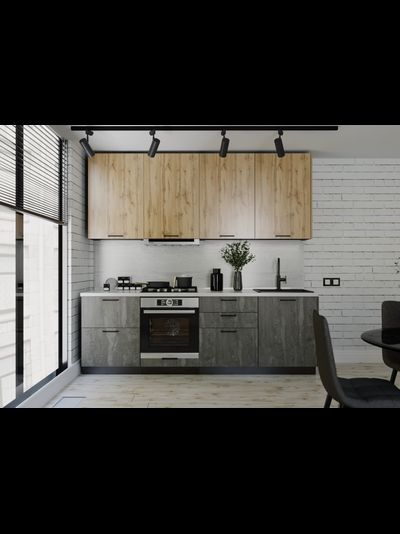 Хелмер  Дуб вотан/Бетон кухня модульная с фасадами из ЛДСП