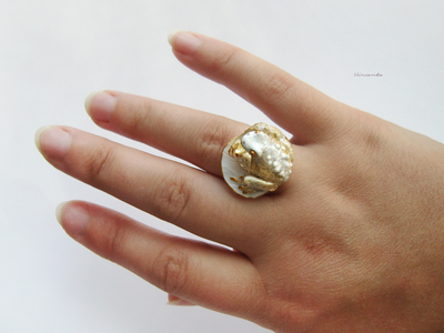 "Солнечная лягушка", фэнтезийное кольцо с кварцем