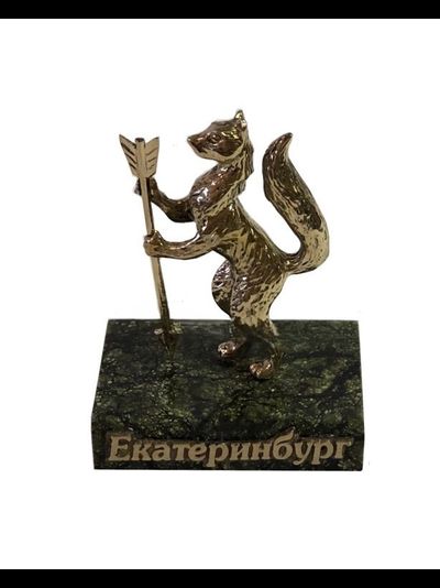 Сувенир &quot;Соболь со стрелой&quot;, бронза/змеевик