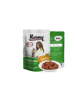 Пауч Karmy (Карми) влажный корм (пауч) для стерилизованных кошек, курица в желе 80 г