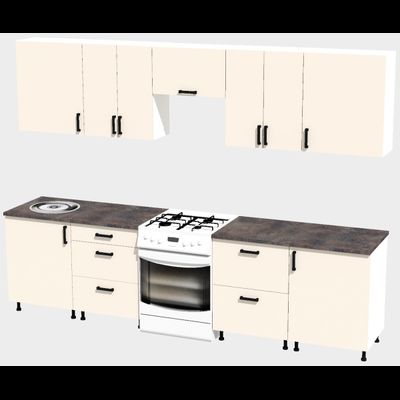 Кухня Эконом 2,4 метра (1200х1200) Цвет: Фон бежевый/Фон бежевый