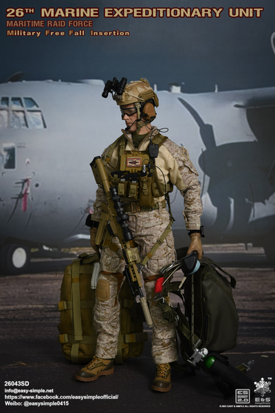 Американский морской пехотинец с парашютом - Коллекционная ФИГУРКА 1/6 MEU MRF Military Free Fall Insertion Desert (26043SD) - Easy&Simple