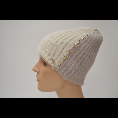 Vizio шапка Италия 1384 бело бежевая