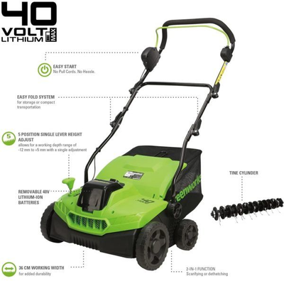 Аэратор-скарификатор Greenworks GD40SC36