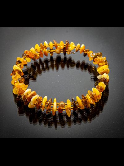 Браслет из янтаря, двойной , безразмерный