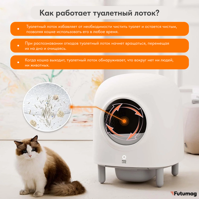 Автоматический умный лоток туалет для кошек HHOLOVE Smart Self-Cleaning Cat Litter Box
