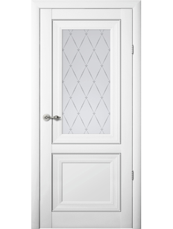дверь Гранд 8 белый бархат остекленная