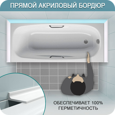 Акриловый плинтус бордюр для ванной BNV ГЛ24 12х24х1800мм Серый прямой