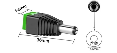 PV-T2F Переходник для подключения питания к камере (штекер Ø 5.5мм), папа