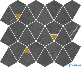 Декор Italon Metropolis Imperial Black Mosaico Vertex 25.4x31
