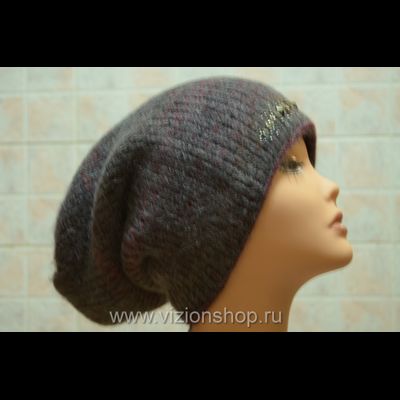 Двусторонняя шапка чулок женская  Vizio Италия 5872 серо - бордовая