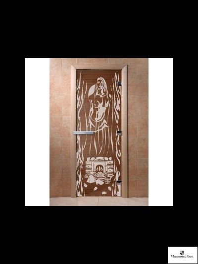 Дверь стеклянная для бани и сауны "Горячий пар" Бронза  8мм Ольха 1900*700