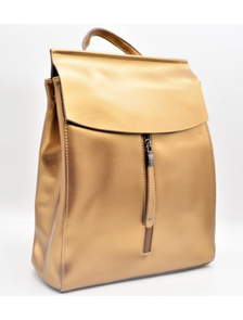 Кожаный женский рюкзак-трансформер Zipper золотой