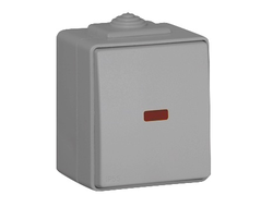 Переключатель одноклавишный с подсветкой IP65 накладного монтажа, серый Efapel Waterproof 48072 CCZ