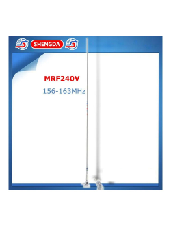 Морская антенна стеклопластиковая VHF Shengda MRF240V 156-163МГц 6.5дБ 2400мм с кабелем RG58 5м и поворотным кронштейном из АБС-пластика