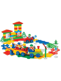 Детский развивающий конструктор Bauer Железная дорога. Товарный поезд Блокмена.