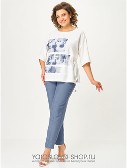 Модель: 2812.Летний брючный костюм в светлых оттенках