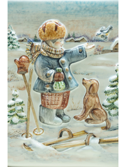 Плакетка "Мальчик с синичкой"