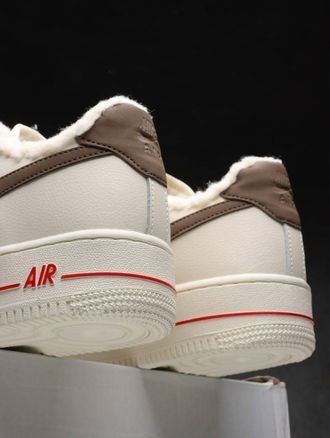 Nike Air Force 1 Low Beige/Brown с мехом