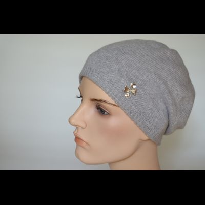 Серый вязаный берет из кашемира Loro Piana Италия Vizio 7016