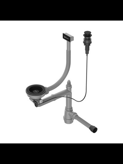 Арматура с клапаном-автоматом для одночашевых моек с прямоугольным переливом и декоративным элементом для корзины WK-1-A GB