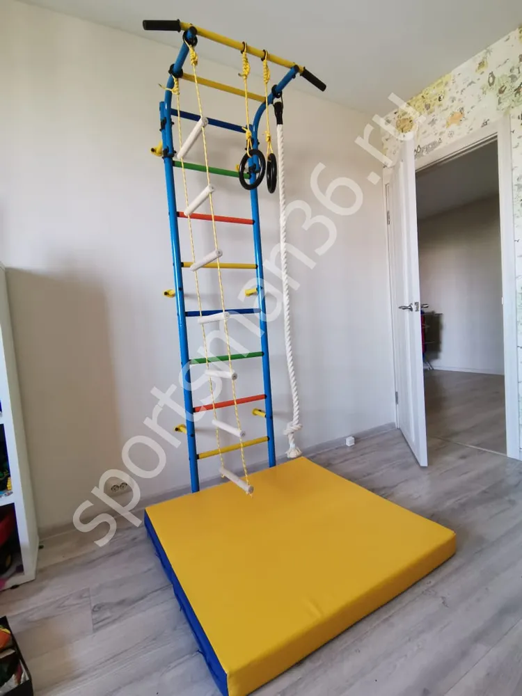 ДСК-12.с "Атлет-2ц", цветные ступеньки ПВХ, цвет синий + Мат гимнастический 1,0х1,0х0,1 м складной