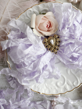 Шебби-лента Пыльная орхидея (Россия), 2 метра