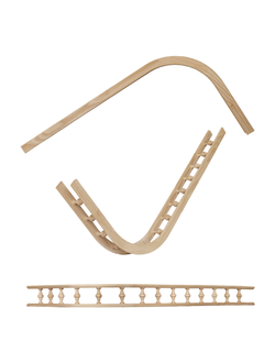 Балюстрада мебельная угловая R 150 с балясиной 37 мм, 300*600 мм, из ясеня