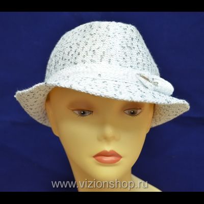 Шляпа с паетками Vizio Италия 5051 белая