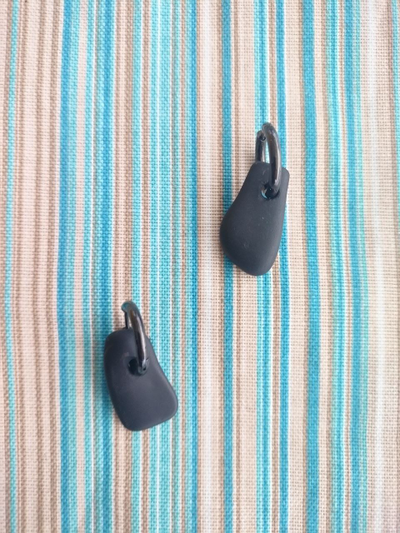 Серьги "Щельга"  (из шунгитовой гальки)