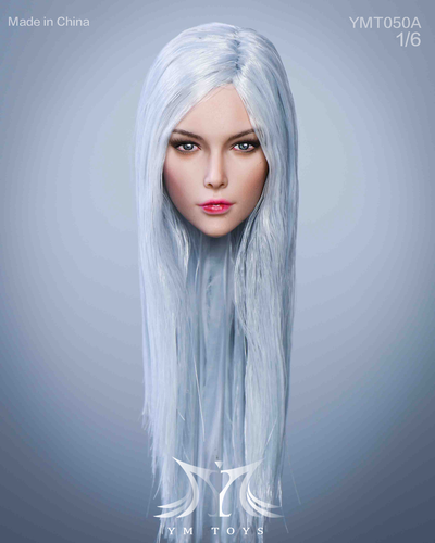Женская голова (скульпт) с длинными волосами (серебро) 1/6 scale  (YMT050А) - YMTOYS