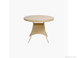 Стол Кипр круглый/стекло 96 см из ротанга