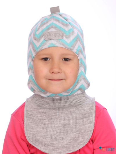 Шапка-шлем  21202-05, цвет серый,бирюзовый, р. 48-50
