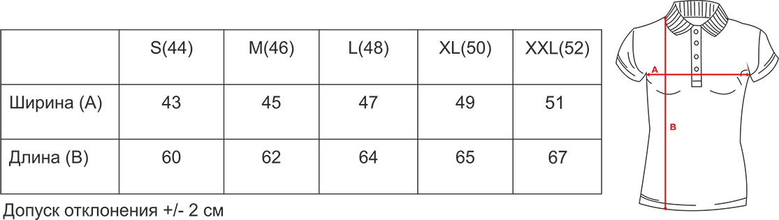 Размерная сетка футболок поло женских фото