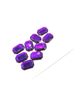 Стразы акриловые пришивные прямоугольник 10*14 мм, цвет фиолетовый 04