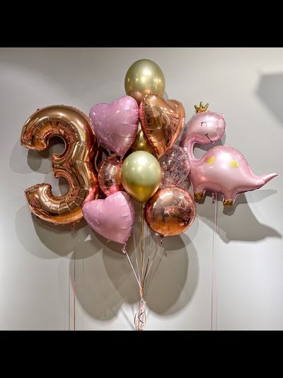 Набор шаров с гелием &quot;Розовый динозаврик&quot;