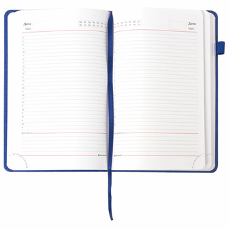 Ежедневник недатированный А5 (138x213 мм) BRAUBERG "Finest", 136 л., кожзам, резинка, синий, 111872