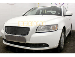 Защита радиатора Volvo S40 II (рестайлинг) 2007-2012 3D black верх (устанавливается вместо штатной)