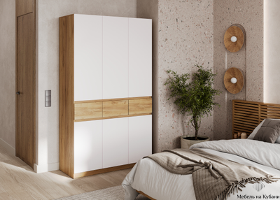 Бостон Лайт Шкаф ШК-003 (3-ств.) Дуб Крафт золотой / Белый (Гладкий)