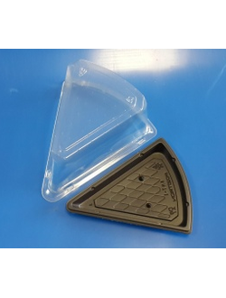 Контейнер для куска торта треуг. (прозр./кор. пластик), 150*122*90мм