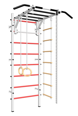 Шведская стенка для детей с турником рукоходом и детским навесным в квартиру. Крепление к стене (металлическая)   "Рукоход"