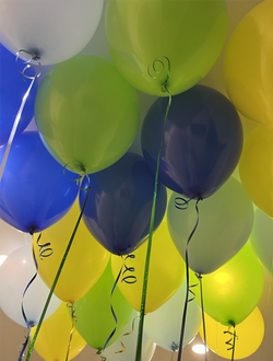 Шары голубой, синий, жёлтый, зелёный 20 штук под потолок