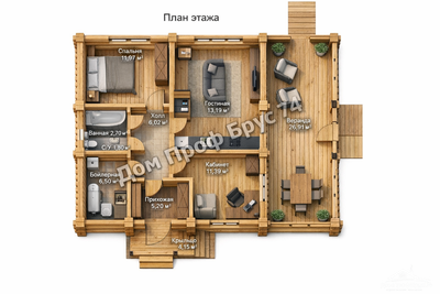 «Беллатрикс»  11,72 х 9,22 м — 97,05 м²