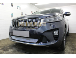 Защита радиатора Kia Sorento Prime 2017- chrome с датчиком ACC
