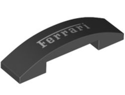 Slope, Curved 4 x 1 x 2/3 Double with White 'Ferrari' Pattern, Black (93273pb183 / 6346645)