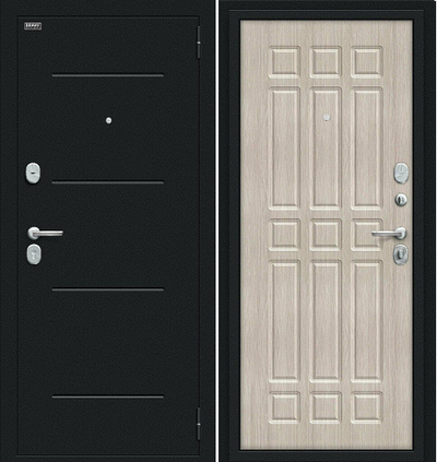 Дверь Входная  "Мило" Cappuccino Veralinga/Букле черное