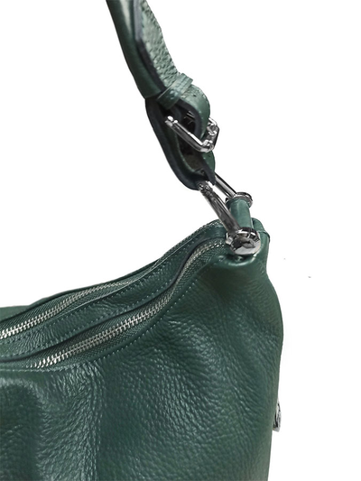 (АРТИКУЛ: 9812/1/82) СУМКА МЕШОК ЖЕНСКАЯ, СРЕДНЕГО РАЗМЕРА, НАТУРАЛЬНАЯ КОЖА, ТЕМНО-ЗЕЛЕНАЯ, ДВА ОТДЕЛЕНИЯ, РУЧКА И РЕМЕНЬ ЧЕРЕЗ ПЛЕЧО